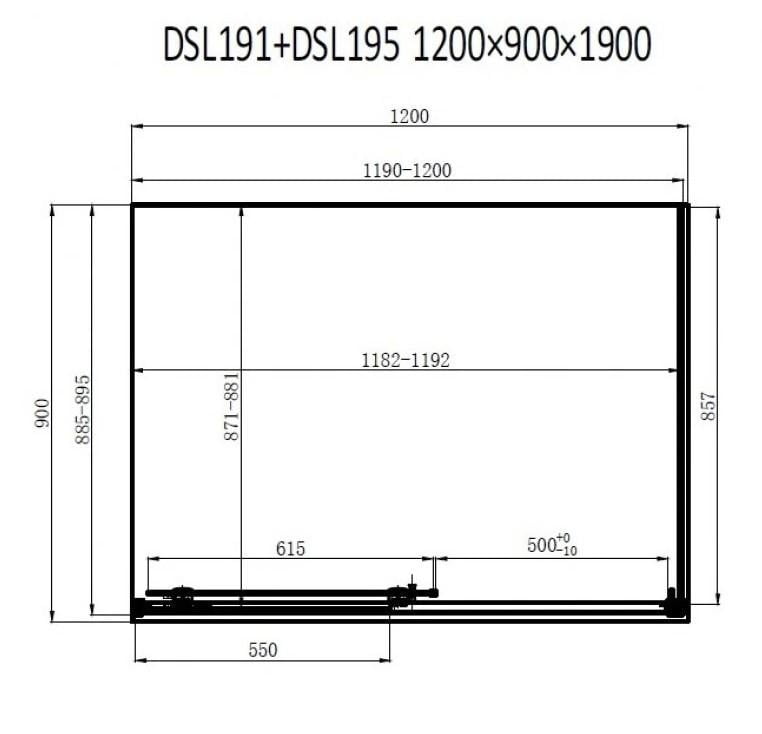 Dushova kabina Dusel DSL191B+DSL195B Black Matt 1200x900x1900-3 Dushova kabina Dusel DSL191B+DSL195B Black Matt 1200x900x1900-3