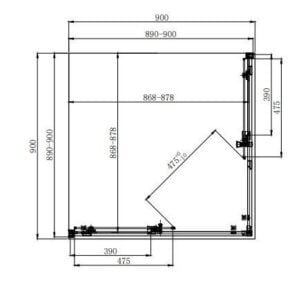 Dushova kabina Dusel DL194B Black Matt 90x90-2